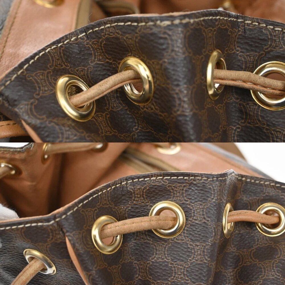 CELINE Logo Macadam Pattern Backpack Bag PVC Leather Brown GHW - Picture 10 of 15